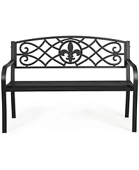 Patio Garden Bench Park Yard Outdoor Furniture Steel Slats Porch Chair Seat