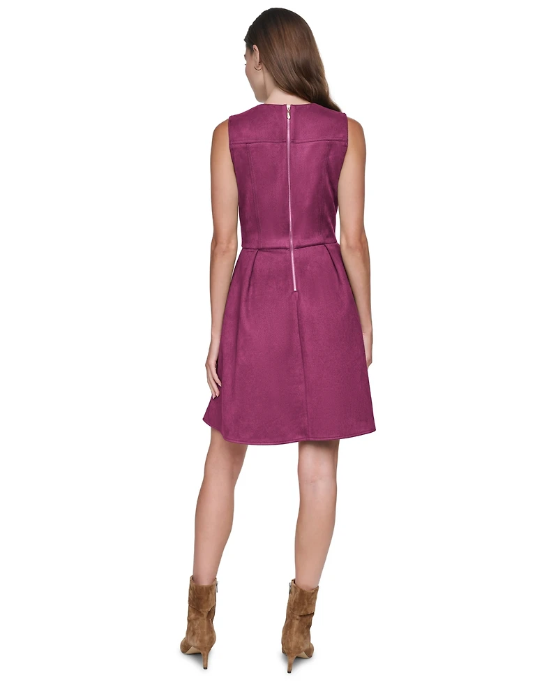 Halston Women's Crew Neck Fit & Flare Dress