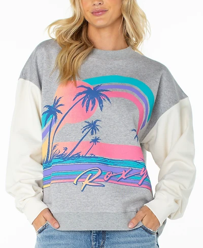 Roxy Women's Lineup Color Block Oversized Crewneck Sweatshirt