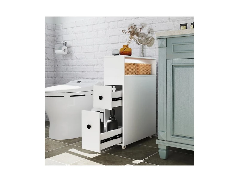 Slim Bathroom Storage Cabinet with 2 Slide Out Drawers