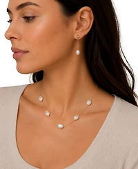 Belle de Mer Cultured Freshwater Pearl (13-14mm) Baroque Station Necklace in 10k Yellow Gold