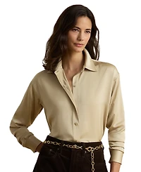 Lauren Ralph Lauren Petite Relaxed-Fit Satin Charmeuse Shirt