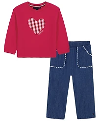 Tommy Hilfiger Baby Girls' Long-Sleeve T-Shirt and Pants, 2-Piece Set