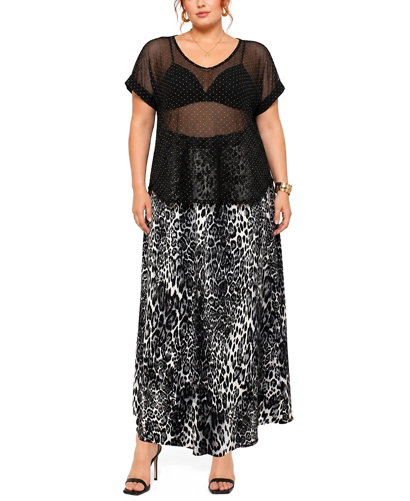 Coin 1804 Plus Foil Drop V-Neck Top