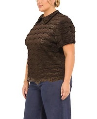 Coin 1804 Plus Scallop Edge Short-Sleeve Top