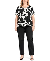 Coin 1804 Plus Cow Print Short-Sleeve Top