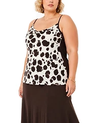 Coin 1804 Plus Cow Print Drape Neck Cami Top