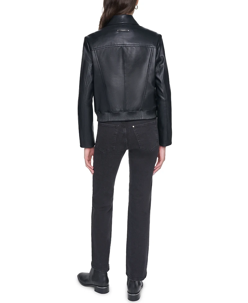 Cole Haan Women's Smooth Lamb Bomber Jacket