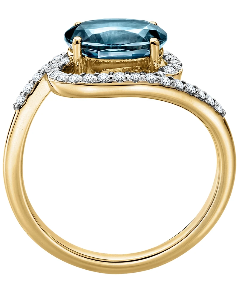 Macy's London Blue Topaz (2.20 ct. t.w.) & Diamond (1/4 ct. t.w.) Ring in 14k Yellow Gold