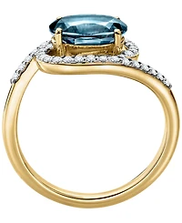 Macy's London Blue Topaz (2.20 ct. t.w.) & Diamond (1/4 ct. t.w.) Ring in 14k Yellow Gold