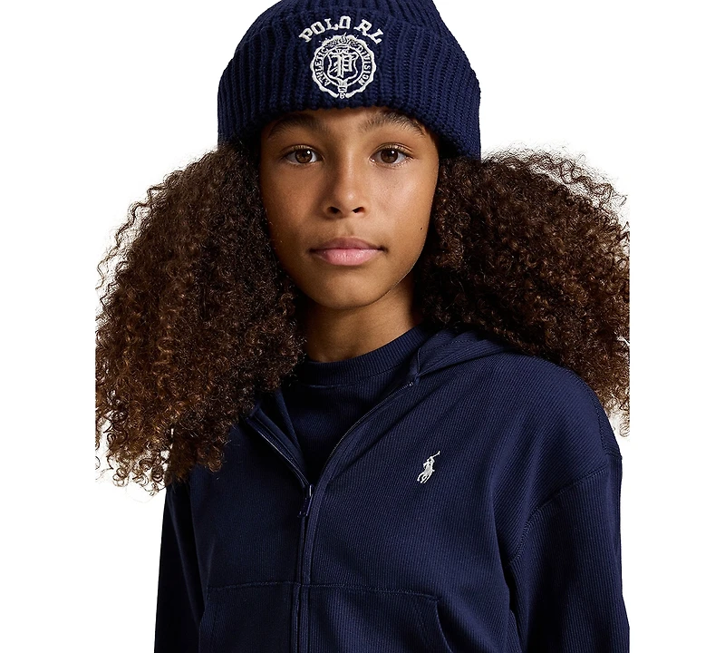 Polo Ralph Lauren Girls' 7-16 Ribbed Boxy Full-Zip Hoodie