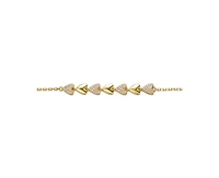 Genevive Gold-Plated Heart Jewelry Set with Sparkling Cz – Elegant Bracelet & Drop Earrings