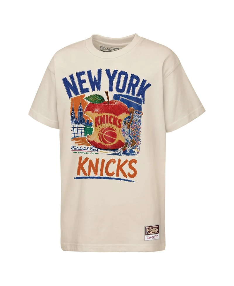 Mitchell & Ness Big Boys and Girls Cream New York Knicks Apple Energy T-Shirt