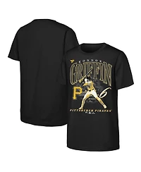 Fanatics Big Boys and Girls Konnor Griffin Black Pittsburgh Pirates Stance Name Number T-Shirt