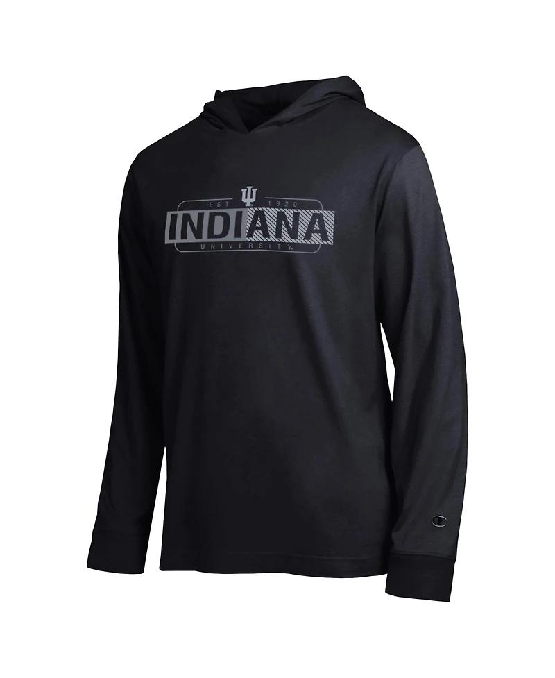 Champion Men's Black Indiana Hoosiers Gradient All-Star Long Sleeve Hooded T-Shirt
