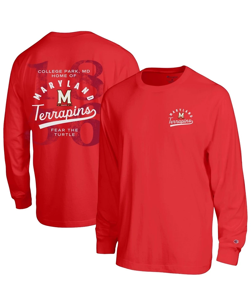 Champion Men's Red Maryland Terrapins Laminated All-Star Long Sleeve T-Shirt