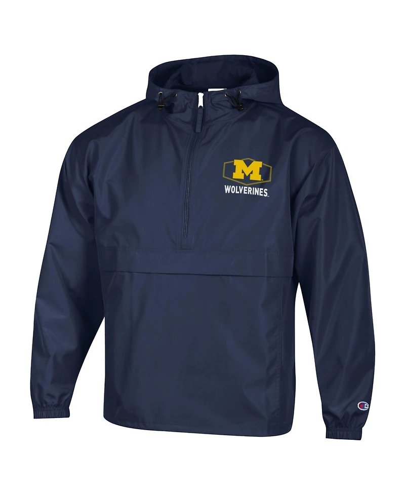 Champion Men's Navy Michigan Wolverines Delay Packable Half-Zip Jacket