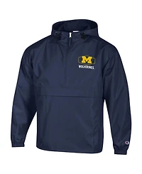 Champion Men's Navy Michigan Wolverines Delay Packable Half-Zip Jacket