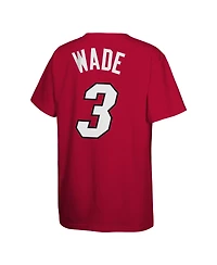 Mitchell & Ness Big Boys and Girls Dwyane Wade Red Miami Heat Hardwood Classics Name Number T-Shirt