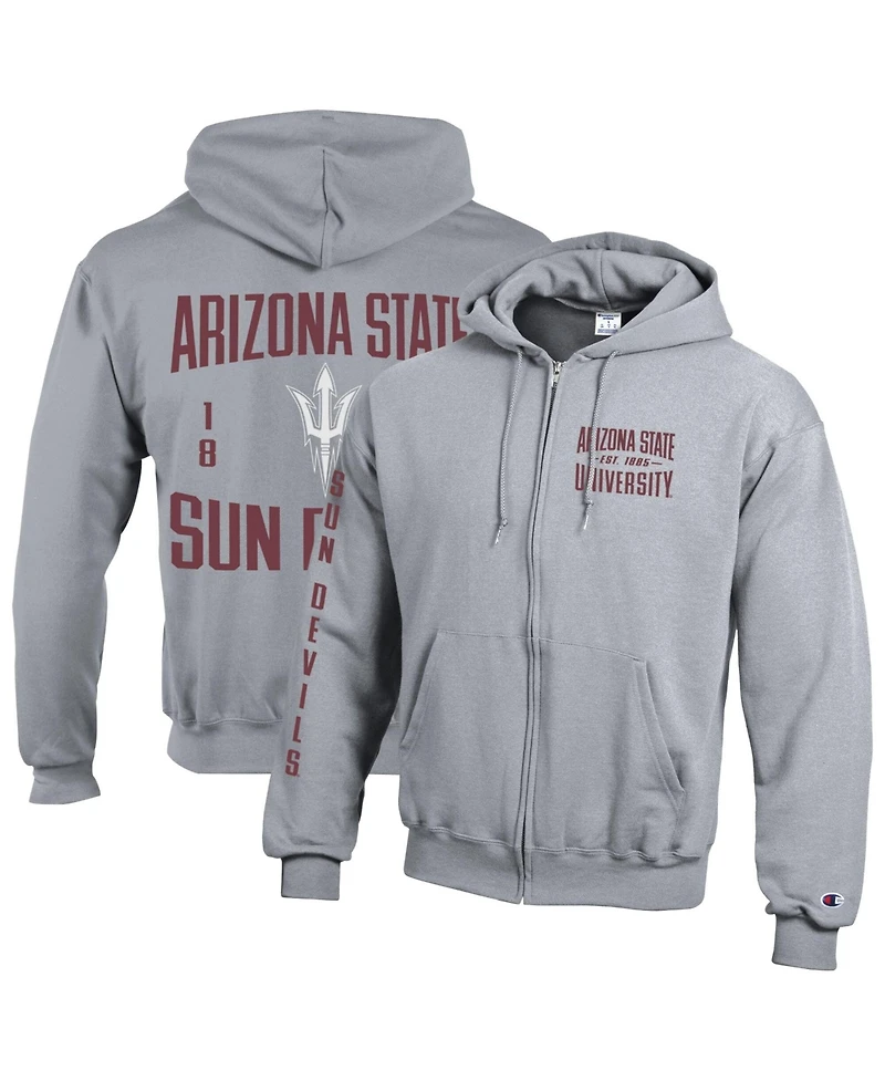 Champion Men's Gray Arizona State Sun Devils Varsity Power blend Full-Zip Fleece Hoodie