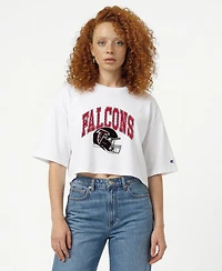 Champion Women's White Atlanta Falcons Boyfriend Cropped T-Shirt