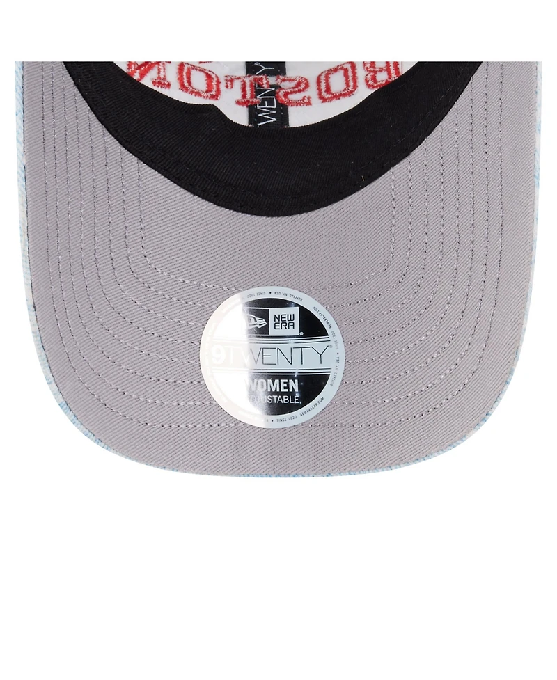 New Era Women's Light Blue Boston Red Sox Daisy All Over 9TWENTY Adjustable Hat