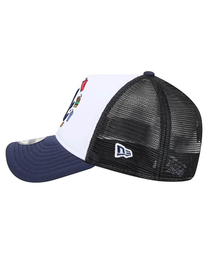 New Era Big Boys and Girls White, Navy Atlanta Braves Food A-Frame 9FORTY Trucker Adjustable Hat