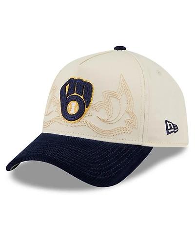 New Era Men's Stone Milwaukee Brewers Western Stitch 9FORTY A-Frame Adjustable Hat