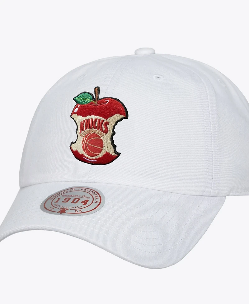 Mitchell & Ness Men's White New York Knicks Apple Bite 1904 Adjustable Dad Hat