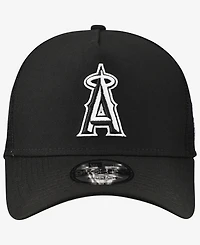 New Era Men's Black Los Angeles Angels Side Script 9FORTY A-Frame Trucker Adjustable Hat