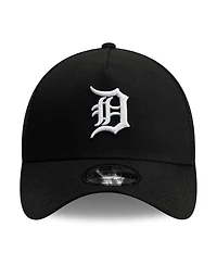 New Era Men's Black Detroit Tigers Side Script 9FORTY A-Frame Trucker Adjustable Hat