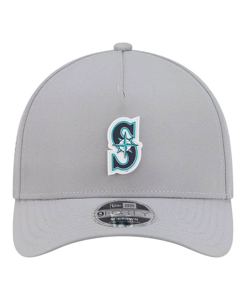 New Era Men's Gray Seattle Mariners Micro Logo 9FORTY M-Crown A-Frame Adjustable Hat