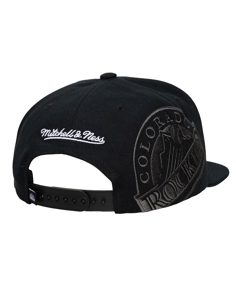 Mitchell & Ness Men's and Women's Black Colorado Rockies Side Logo Snapback Hat