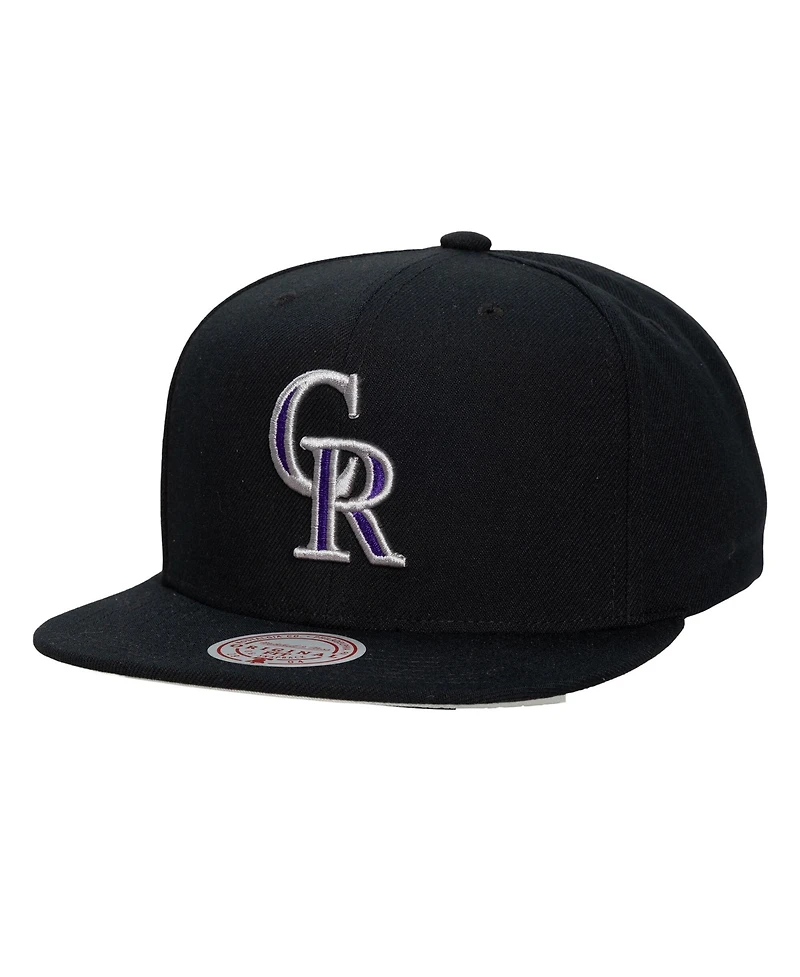 Mitchell & Ness Men's and Women's Black Colorado Rockies Side Logo Snapback Hat