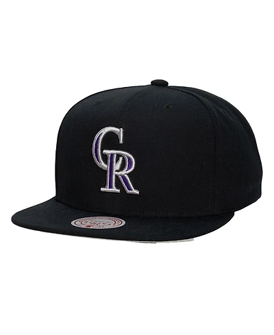 Mitchell & Ness Men's and Women's Black Colorado Rockies Side Logo Snapback Hat