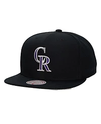 Mitchell & Ness Men's and Women's Black Colorado Rockies Side Logo Snapback Hat