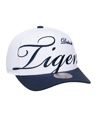 Mitchell & Ness Men's and Women's White, Navy Detroit Tigers Xl Script Pro Crown Adjustable Hat
