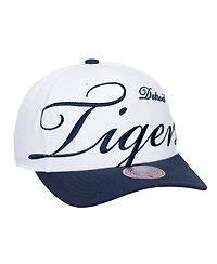 Mitchell & Ness Men's and Women's White, Navy Detroit Tigers Xl Script Pro Crown Adjustable Hat