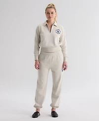Fanatics Women's Oatmeal Heather Los Angeles Dodgers Iconic Terry Quarter-Zip Sweatshirt