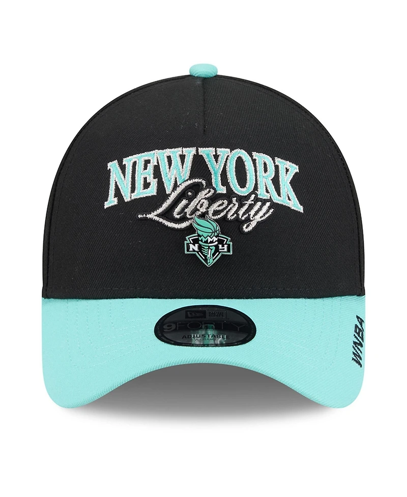 New Era Men's and Women's Black, Mint New York Liberty Wnba Tip-Off 2026 Metal Badge A-Frame 9FORTY Adjustable Hat