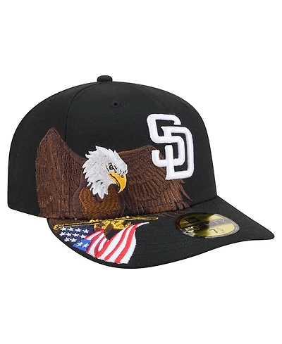 New Era Men's Black San Diego Padres Americana Bald Eagle Pre-Curved 59FIFTY Fitted Hat
