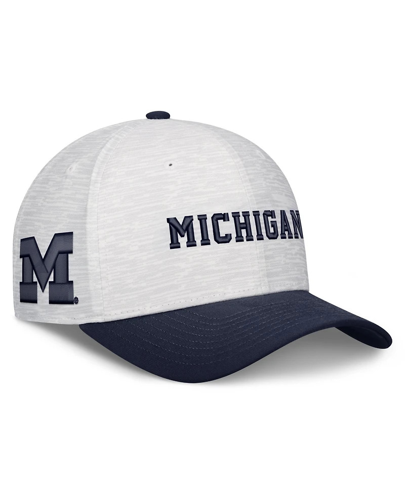 Jordan Men's and Women's White, Navy Michigan Wolverines Primetime Rise Adjustable Hat