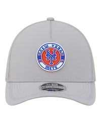 New Era Men's Gray York Mets Patch 39THIRTY A-Frame M-Crown Perforated Flex Hat