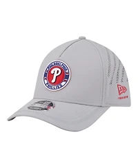 New Era Men's Gray Philadelphia Phillies Patch 39THIRTY A-Frame M-Crown Perforated Flex Hat
