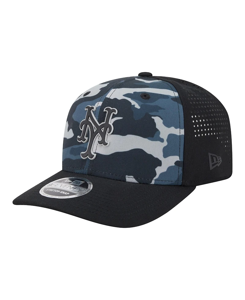 New Era Men's Black New York Mets Tonal Camo 9SEVENTY Stretch-Snap Hat