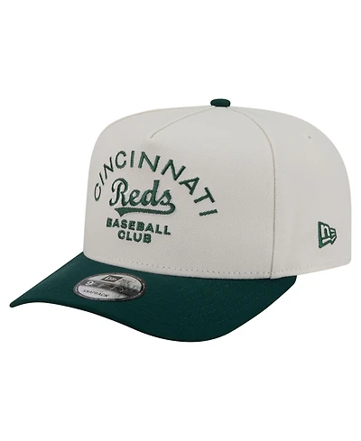 New Era Men's Cream, Dark Green Cincinnati Reds Chrome A-Frame 9FIFTY Snapback Hat
