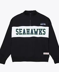 Mitchell & Ness Women's Black Seattle Seahawks Oversized Statement Quarter-Zip Sweatshirt