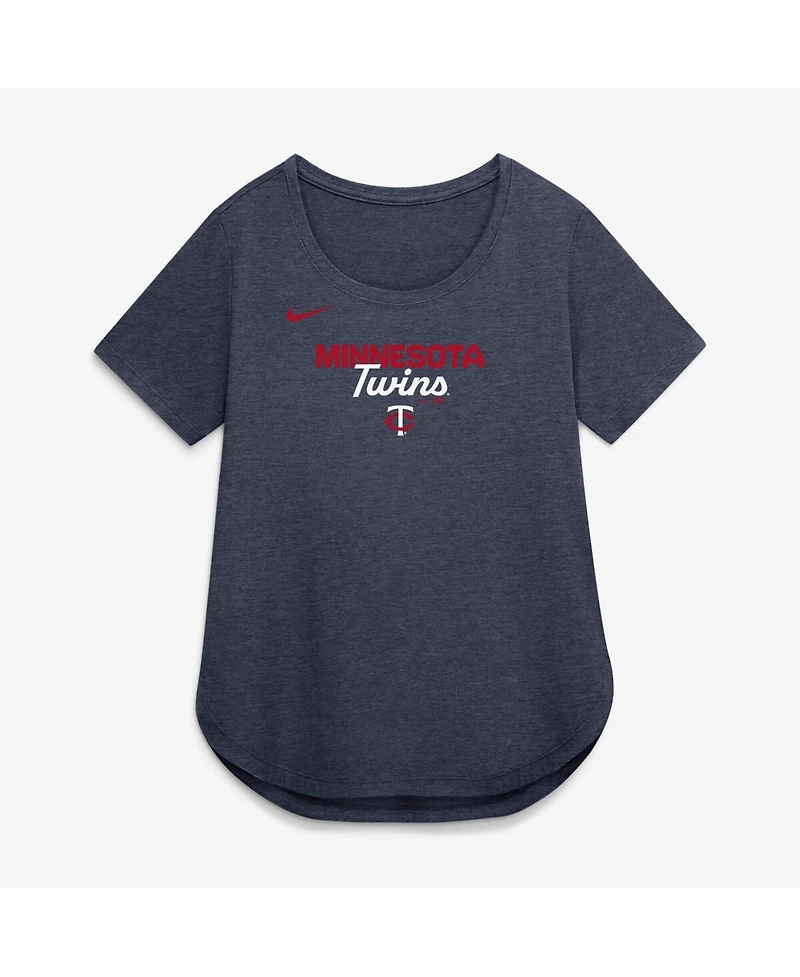 Nike Women's Heather Navy Minnesota Twins Arched Tri-Blend T-Shirt
