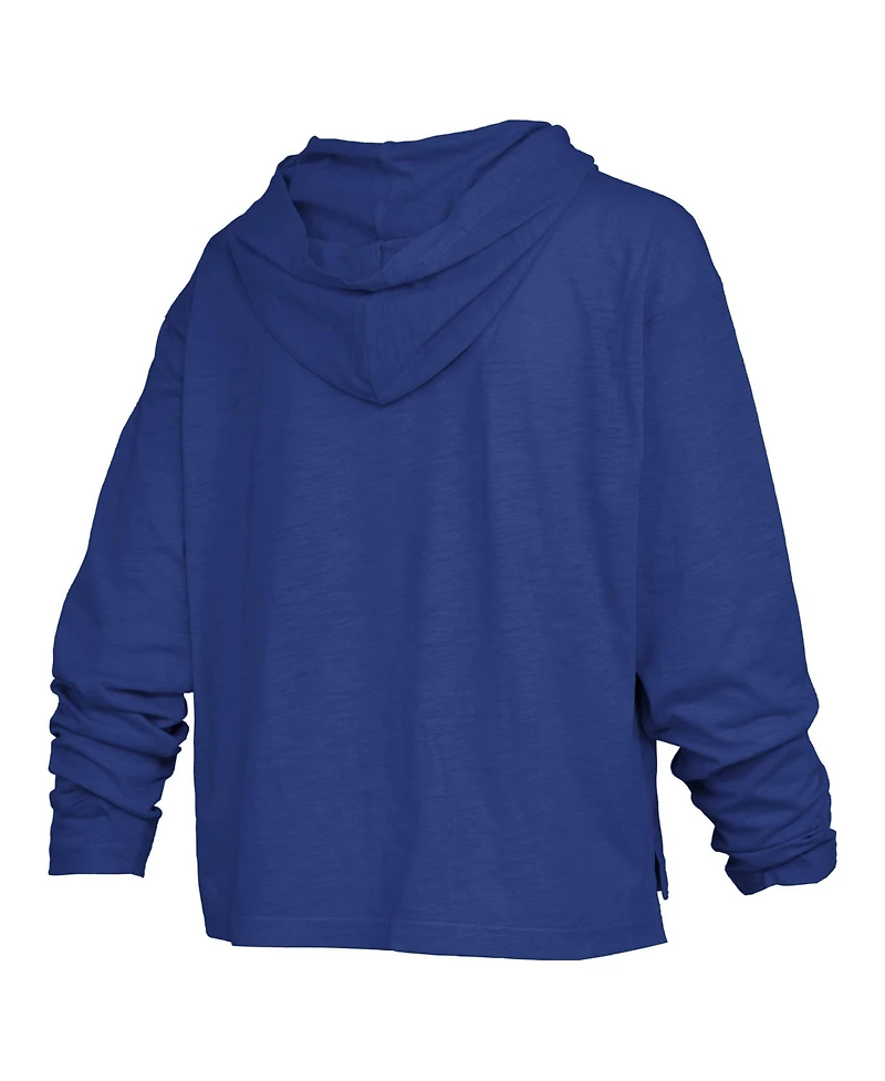 Pressbox Women's Royal Kentucky Wildcats Castillo Slub Waist Length Long Sleeve Hooded T-Shirt