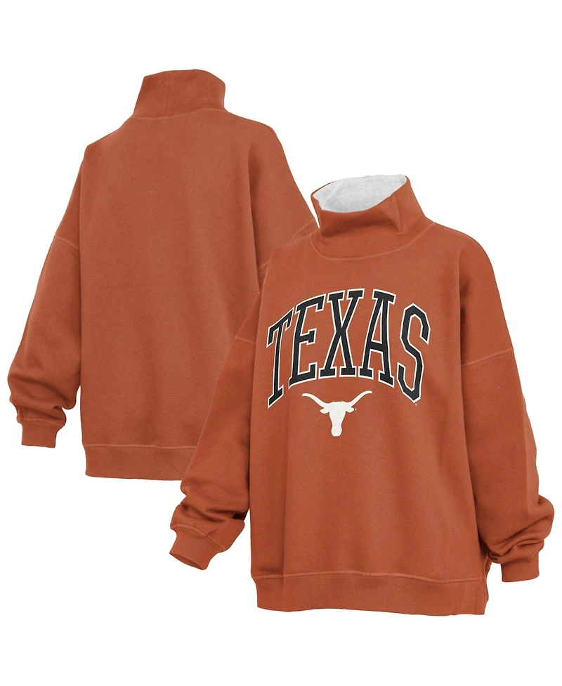 Pressbox Women's Texas Orange Longhorns Oversized Mock Neck Sweatshirt